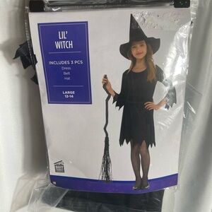 Lil’ Witch Kids Halloween Costume L 12-14 NWT 3PCS Party City